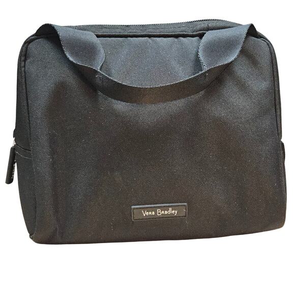 Vera Bradley Lunch Bag Black Canvas Zipper Closure Tote Work School Travel - Picture 2 of 8